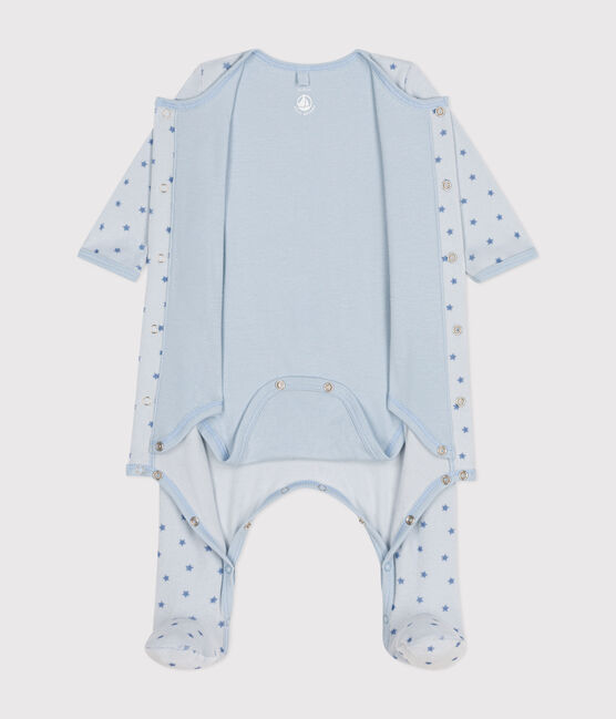 Bodyjama de terciopelo con estampado de pequeñas estrellas para bebé azul GOMME/ BEACH