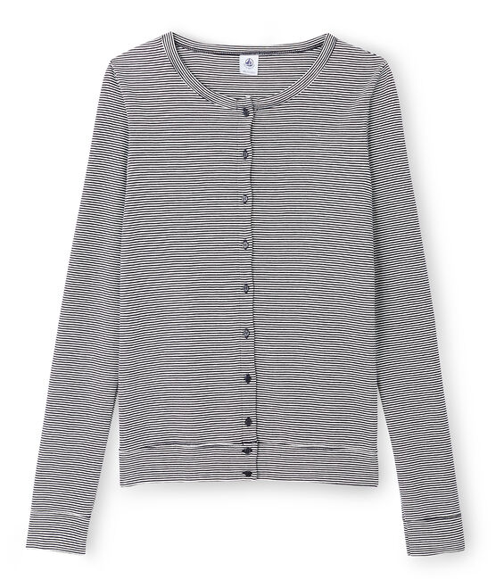 Cárdigan icónico para mujer azul SMOKING/blanco LAIT