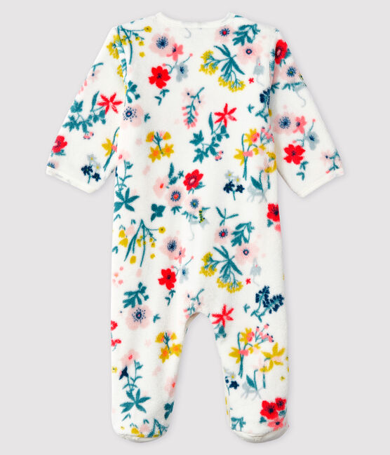 Sobrepijama de polar con estampado de flores para bebé niña blanco MARSHMALLOW/blanco MULTICO