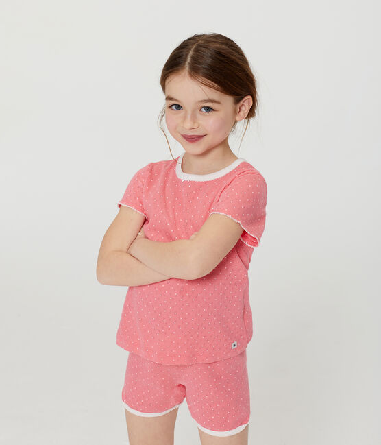 Pijama corto de punto para niña rosa CUPCAKE/blanco ECUME