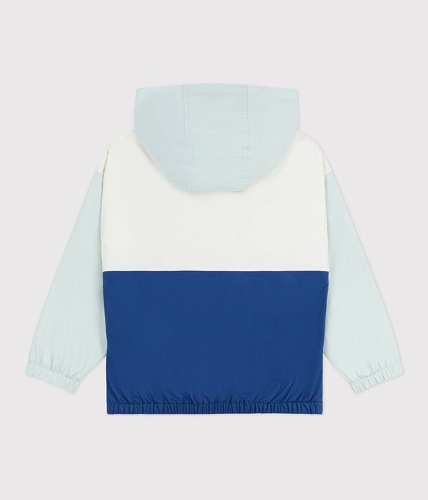 Cortavientos infantil con capucha plegable crudo/multicolor