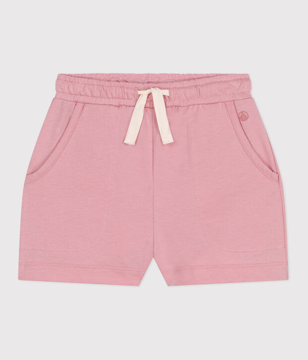 Shorts infantiles de algod&oacute;n liso rosa