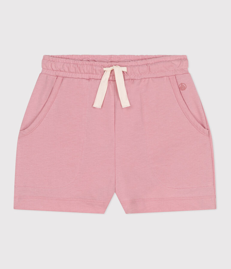 Shorts infantiles de algod&oacute;n liso rosa