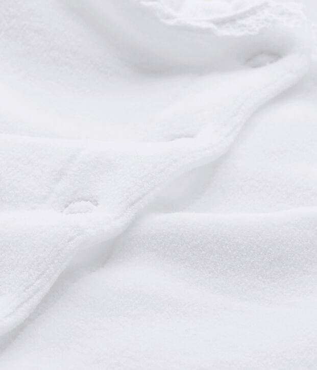 Pijama de terciopelo beb&eacute; ni&ntilde;a blanco