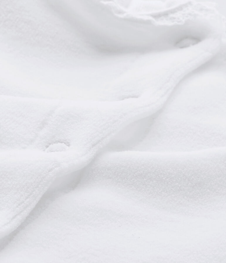 Pijama de terciopelo beb&eacute; ni&ntilde;a blanco