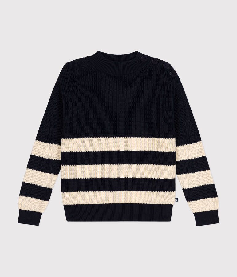 Jersey de algod&oacute;n para mujer azul/crudo