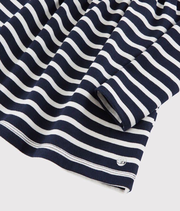 Vestido de manga larga para ni&ntilde;a azul/blanco