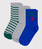 3 pares de calcetines infantiles de algodón a rayas con logo variante 1