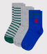 3 pares de calcetines infantiles de algodón a rayas con logo