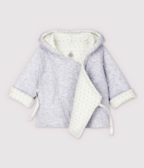 Chaqueta con capucha gris de bebé de tejido tubular acolchado de algodón ecológico gris POUSSIERE CHINE