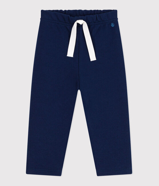 Pantalón de jogging liso de algodón para bebé azul MEDIEVAL