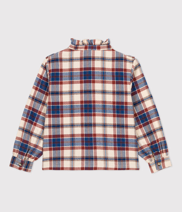 Blusa a cuadros de franela de ni&ntilde;a crudo/multicolor