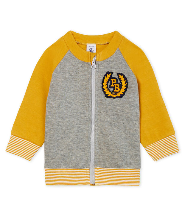 C&aacute;rdigan de tela t&uacute;bica con cremallera para beb&eacute; ni&ntilde;o gris/amarillo