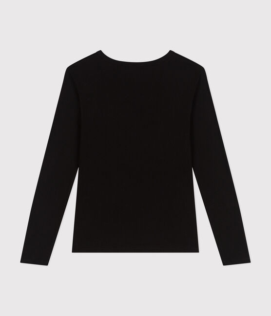 Camiseta Iconique de manga larga de algodón liso para mujer negro BLACK