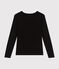 Camiseta Iconique de manga larga de algodón liso para mujer negro BLACK