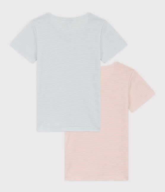 Juego de 2 camisetas de algodón milrayas de manga corta para niña variante 1