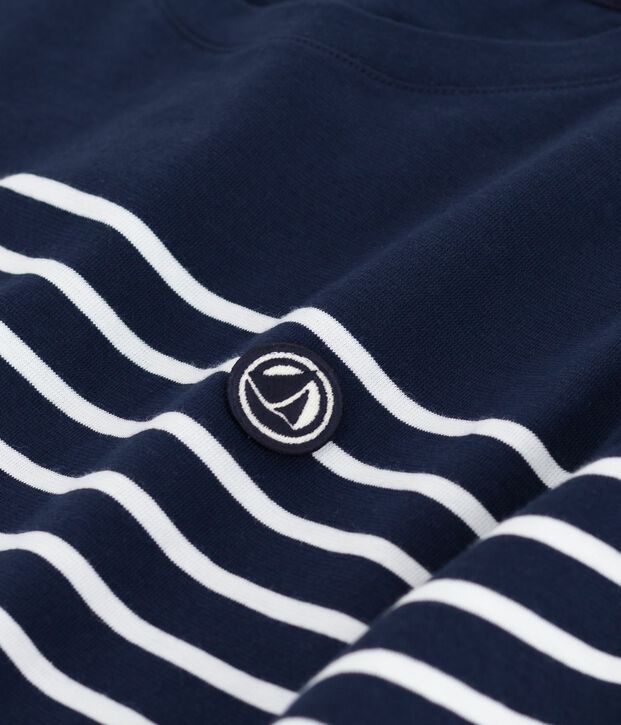 Vestido largo de algod&oacute;n a rayas para mujer azul/blanco