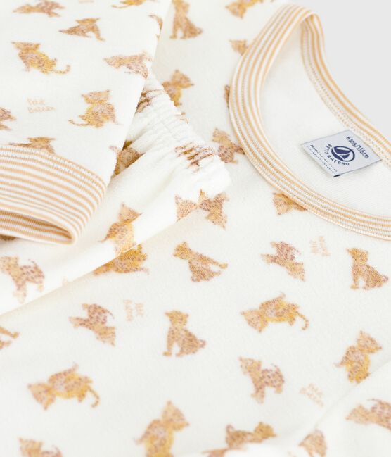 Pijama infantil de terciopelo con estampado de leopardos MILK/ MULTICO