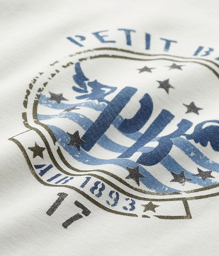 Camiseta de manga larga estampada para ni&ntilde;o blanco