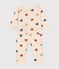 Pijama con corazones sin pies de algodón para bebé blanco AVALANCHE/ MULTICO