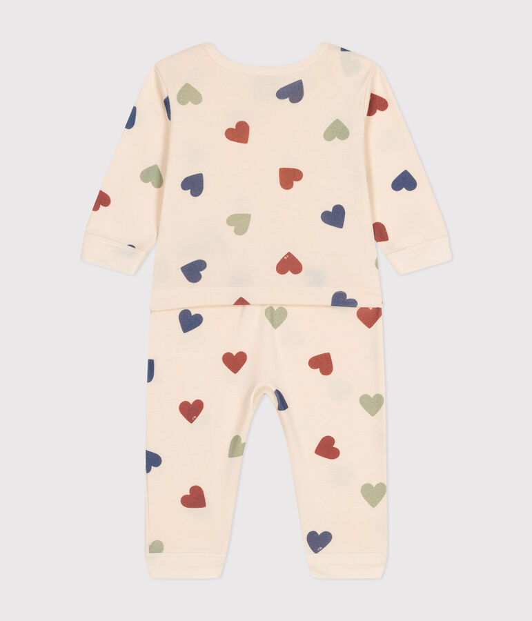 Pijama con corazones sin pies de algod&oacute;n para beb&eacute; crudo/multicolor