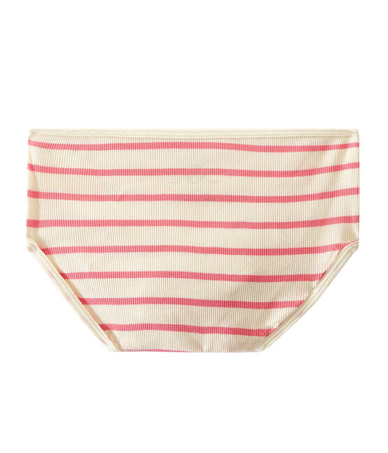 Braguita alta de canalé 2x2 beige COQUILLE/rosa PETAL
