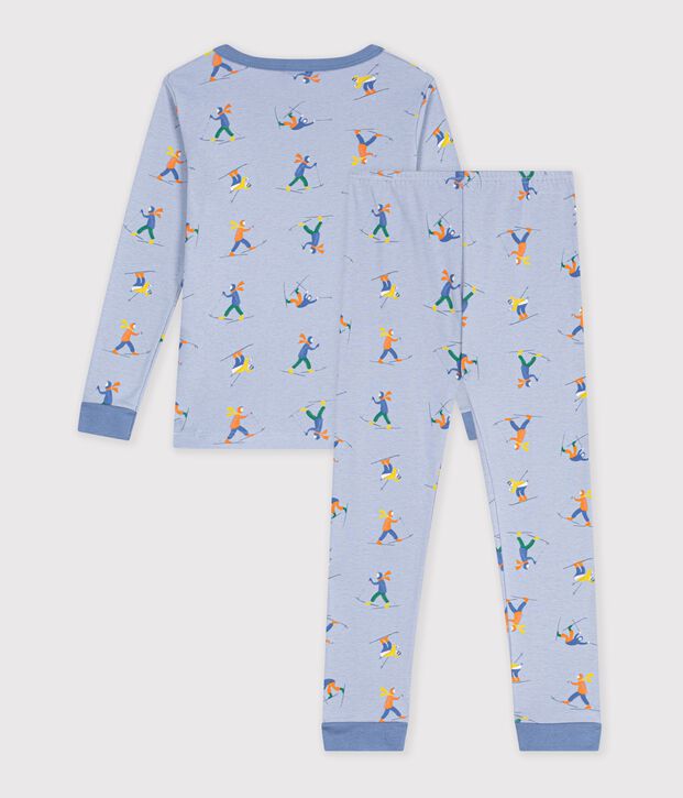 Pijama infantil muy ajustado de algod&oacute;n con estampado azul/blanco/multicolor