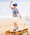 Camiseta de niño Petit Bateau x Water Family azul MEDIEVAL/blanco MARSHMALLOW