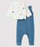 Conjunto de terciopelo con estrellas azules de 2 piezas para bebé amarillo TEMPETE/blanco MULTICO