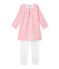Chemise de nuit fille à rayure marinière et son legging blanco ECUME/rojo CARMEN