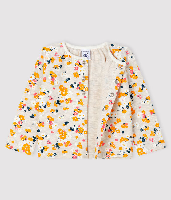 Cárdigan de tejido túbico para bebé niña beige MONTELIMAR/blanco MULTICO