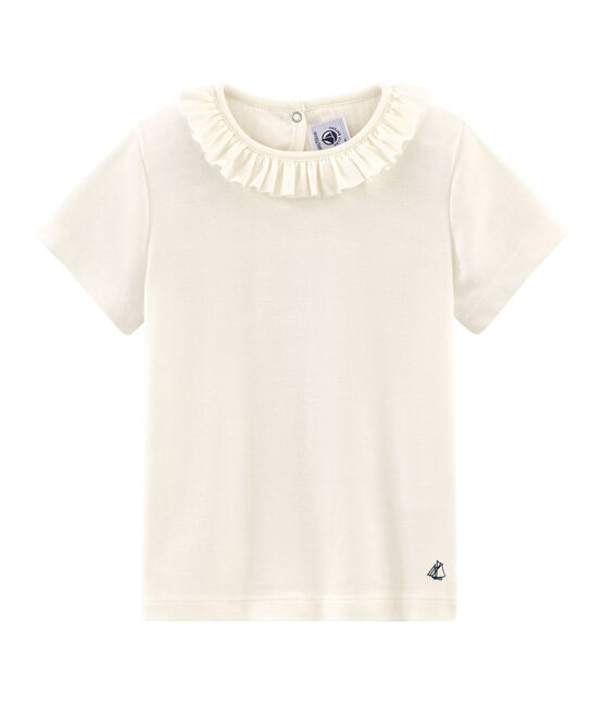 Camiseta manga corta infantil para niña blanco MARSHMALLOW