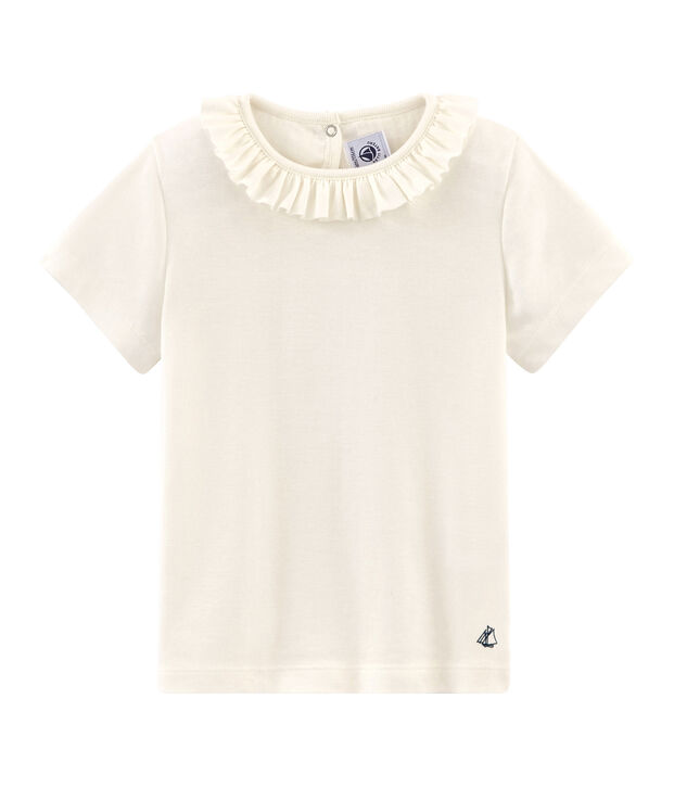 Camiseta manga corta infantil para ni&ntilde;a blanco