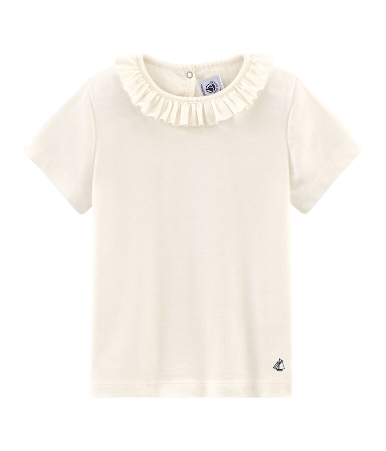 Camiseta manga corta infantil para ni&ntilde;a blanco