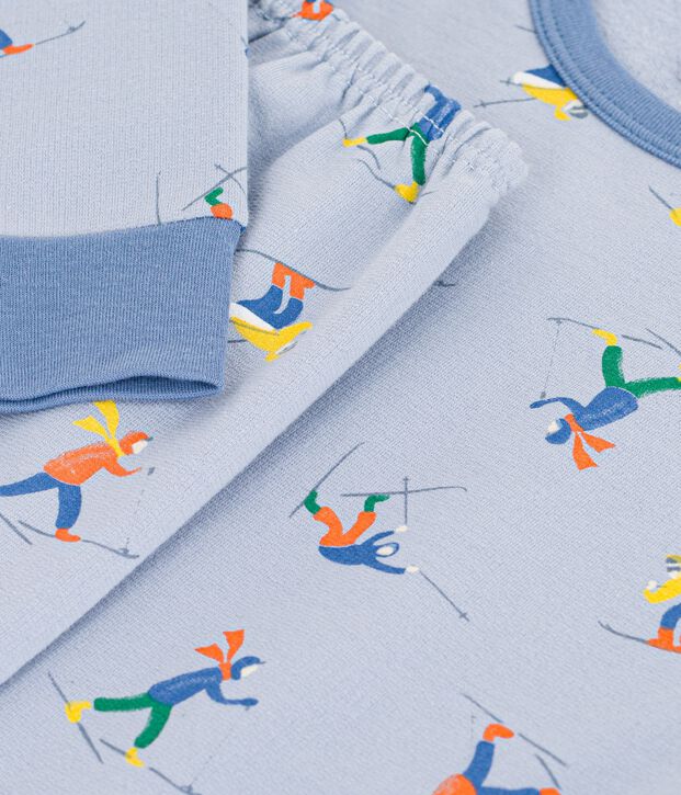 Pijama infantil de mulet&oacute;n con estampado de esquiadores azul/multicolor