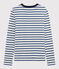 Camiseta de cuello redondo emblemática de algodón de mujer blanco MARSHMALLOW/azul SURF