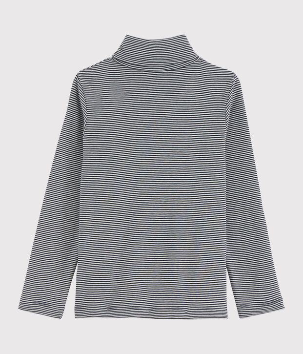 Jersey de cuello alto para ni&ntilde;a/ni&ntilde;o azul/blanco