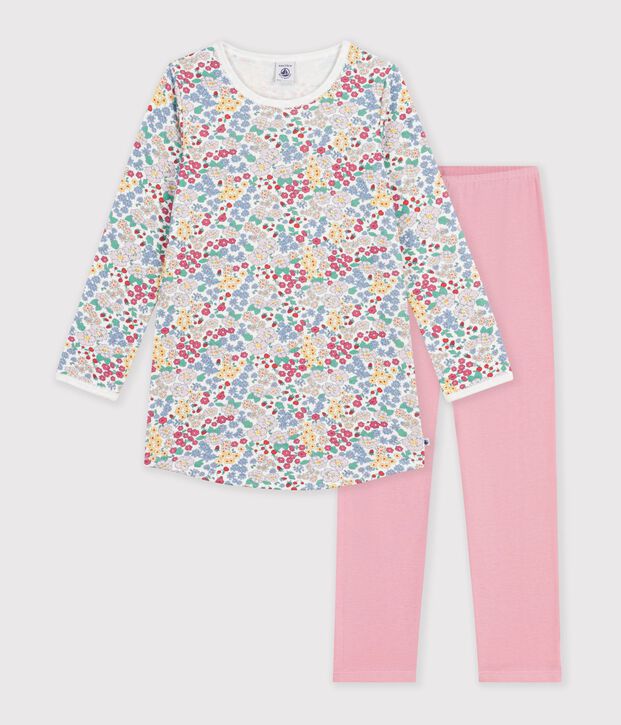 Camis&oacute;n y leggings infantiles de t&uacute;bico con flores rosa/multicolor