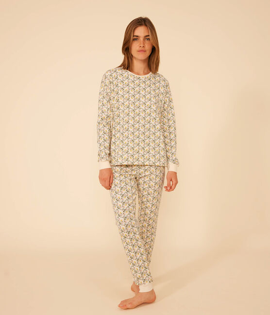 Pijama de algodón con motivo floral para mujer blanco AVALANCHE/ MULTICO