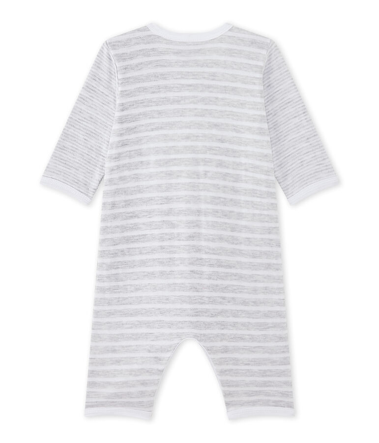 Pijama sin pies para beb&eacute; ni&ntilde;o gris POUSSIERE/blanco ECUME