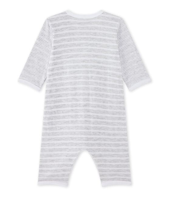 Pijama sin pies para bebé niño gris POUSSIERE/blanco ECUME