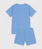 Pijama corto infantil a rayas de algodón DELPHINIUM/ MARSHMALLOW