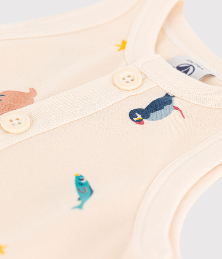 Mono corto de punto estampado para beb&eacute; crudo/multicolor