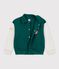 Chaqueta teddy infantil lisa colorblock de algod&oacute;n verde/beige