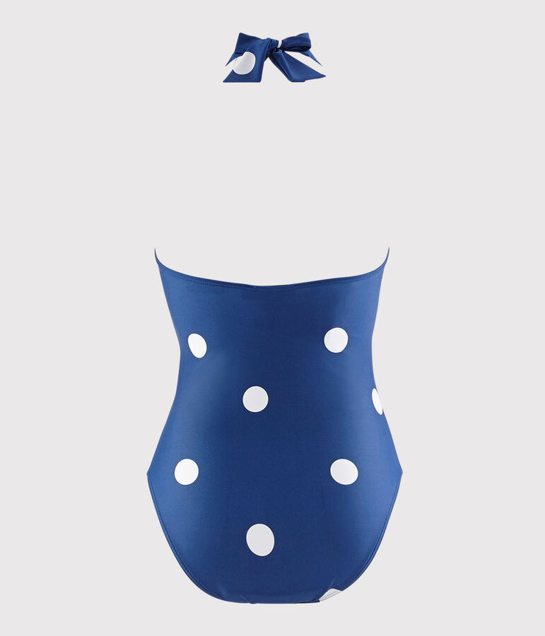 Traje de ba&ntilde;o de 1 pieza reciclado de mujer azul/blanco