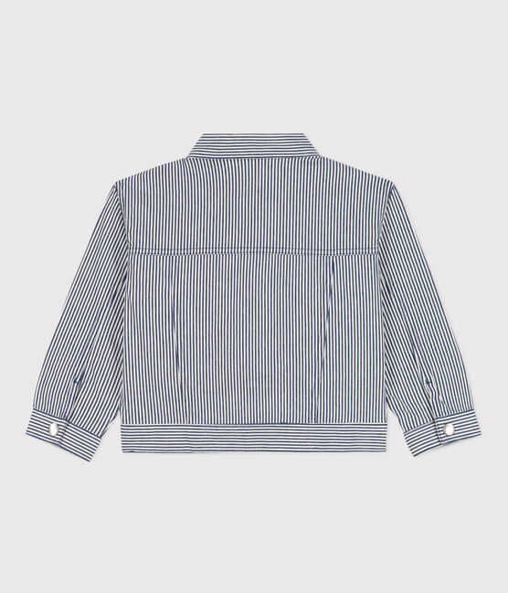 Chaqueta de tela de algodón a rayas para niña azul MEDIEVAL/blanco MARSHMALLOW