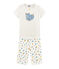 Pijama corto de punto para niña blanco MARSHMALLOW/blanco MULTICO