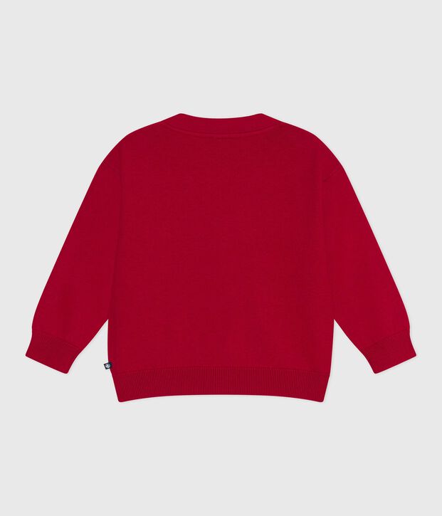 C&aacute;rdigan infantil de lana y algod&oacute;n con estampado rojo/azul