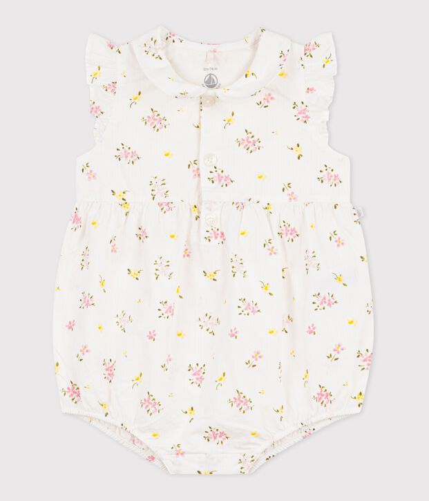 Pelele de algod&oacute;n con estampado de flores para beb&eacute; blanco/multicolor