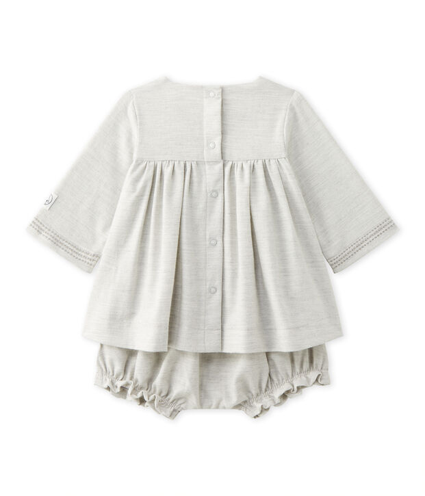 Vestido y bloomer para beb&eacute; ni&ntilde;a gris